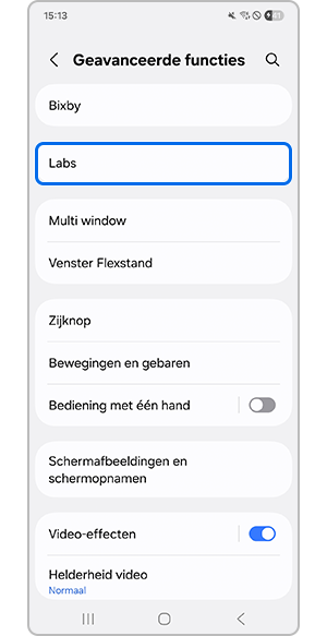 Het menu Labs selecteren