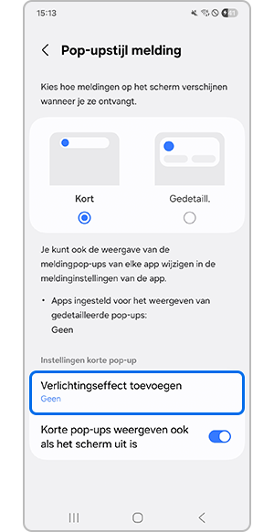 Verlichtingseffect toevoegen selecteren
