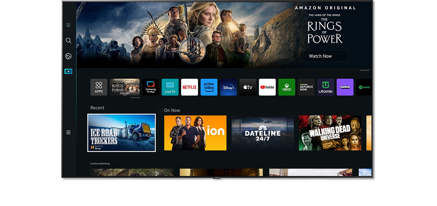 Een Smart TV toont verschillende streamingdiensten.