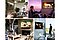 Een overzichtelijke collage met 4 interieurs laat zien hoe The Terrace-TV's perfect passen in een buitenomgeving.