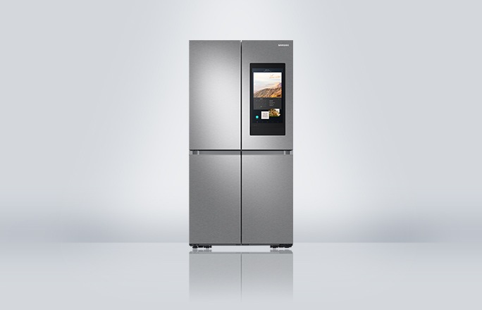 Samsung Fridge Freezer on a grey background