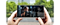 A pair of hands holding the Galaxy S24 Ultra. On the screen is a woman wearing boxing gloves.
