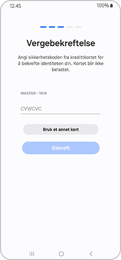 Skjerm for verifisering av foresatt.