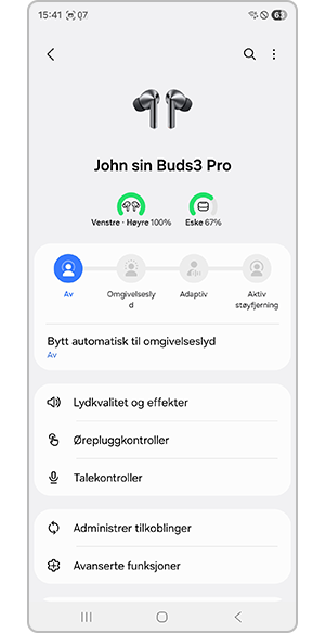 Innstillinger for øreplugger