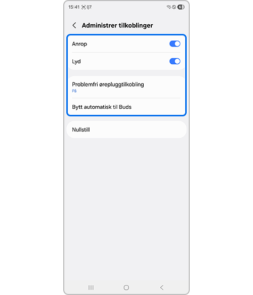 Velg betingelser for Bluetooth