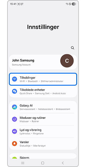 Trykk på Innstillinger
