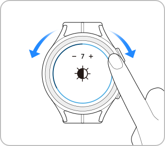 galaxy watch justere volum og lysstyrke med rammen