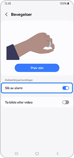 Slå av alarm bryter aktivert