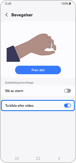 Ta bilde eller video bryter aktivert