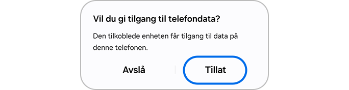 Trykke på Tillat-knappen for å få tilgang til telefondata