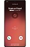 A smartphone screen showing the incoming call is either a scam or fraud. The screen image is displayed in red.