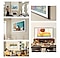 The Frame displaying paintings of natural landscapes blends into different rooms, both when wall-mounted and when on a stand.
