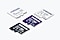 Three memory cards and four microSD cards are arranged in three rows. The PRO Endurance microSD card in white is on the left row. In the middle row are three memory cards. The PRO Plus Full Size SDXC Card 256GB is on top, below are two PRO Plus Full Size SDXC Card 512GB. On the right row, three EVO Plus + Adapter microSDXC 512GB are laid perpendicular to each other in white, blue and black.