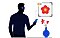 An illustration of a visually impaired man using his phone to identify a type of flower.