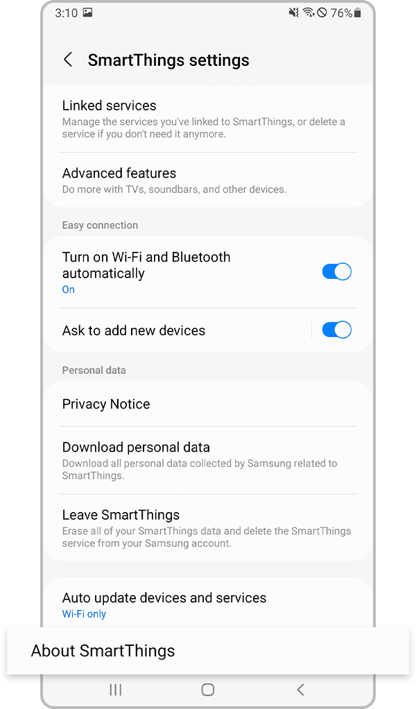 SmartThings app information