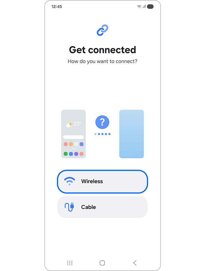 Selecting the Wireless option