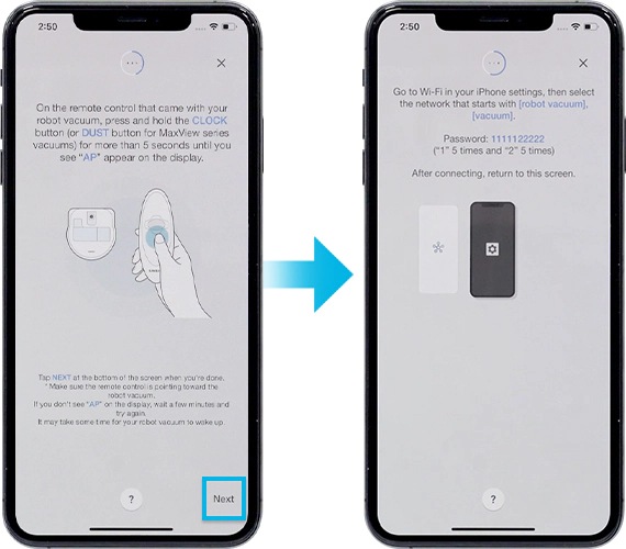 press and hold the clock button on the remote control for ios