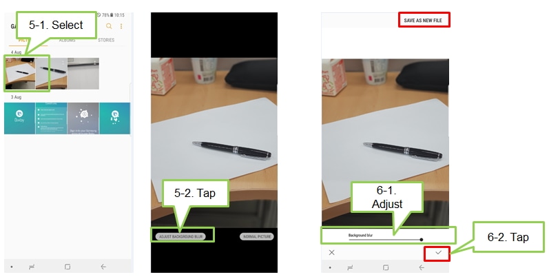 Galaxy Note 8: Dual Camera > How to take portraits using Live focus feature?