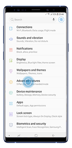 Tap Advanced Features from Settings