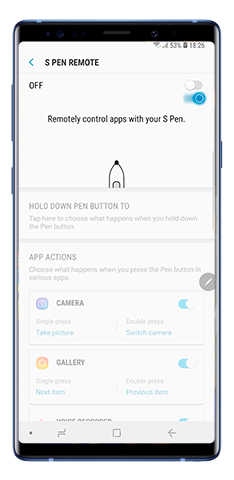 S Pen remote menu