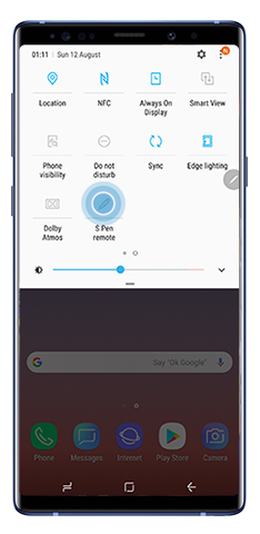 S Pen remote option in the notification panel