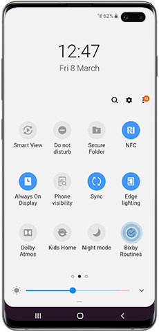 Tap the Bixby Routines icon to switch it on
