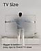 A man extends his arms to gauge the TV size. The text bigger is better, easy tips to check TV sizes is on display at the bottom.