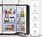La puerta del FlexZone está abierta. Los artículos dentro cambian en secuencia pasando de bebidas a frutas y verduras, carne y pescado, artículos que requieren congelamiento suave y artículos que requieren congelamiento. El cambio de artículos también se expresa por el efecto de selección en los iconos del lado derecho de la pantalla.