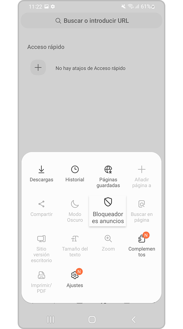 Seleccione la configuración de bloqueadores de anuncios