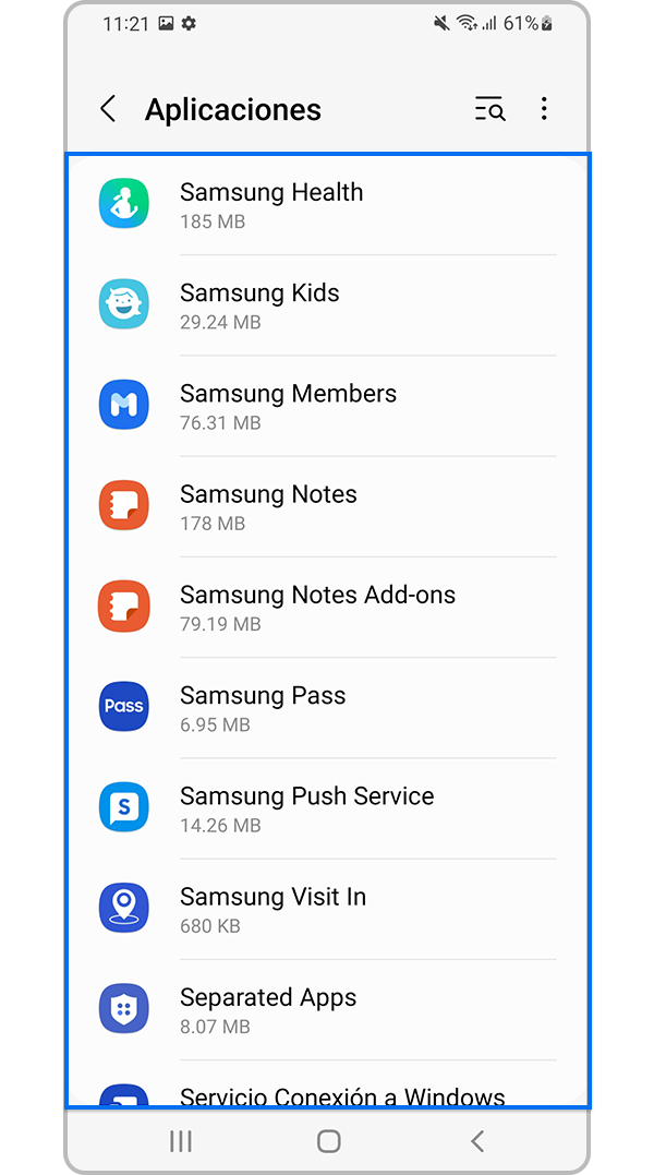 Elija la aplicación para cambiar los permisos