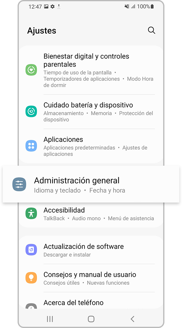 Configuraciones generales de administración