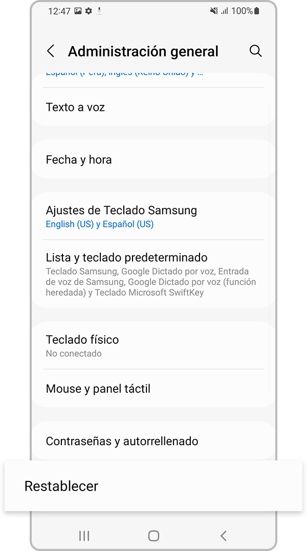 Seleccione Restablecer