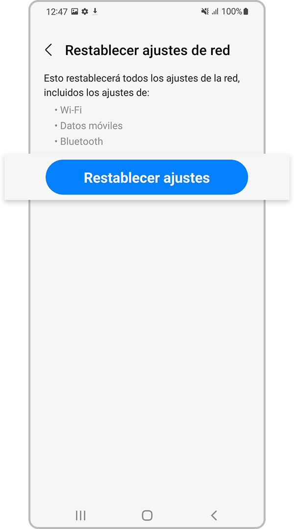 Toque Restablecer configuración