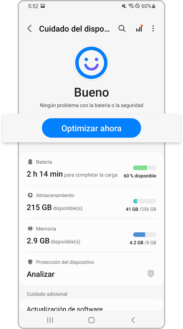 Toque Optimizar ahora