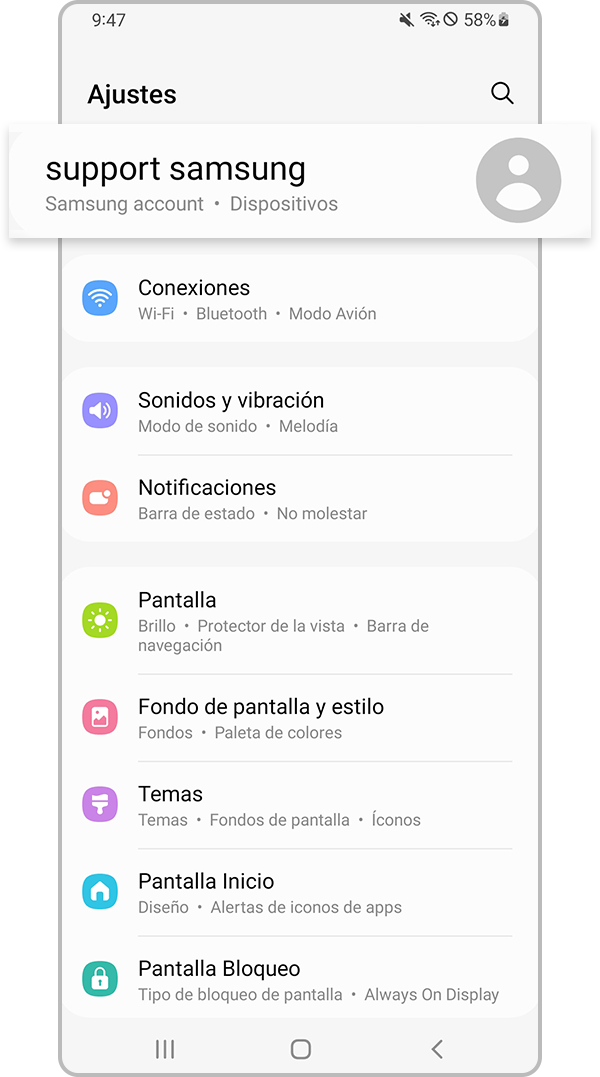 Seleccionar cuenta Samsung