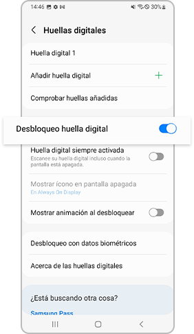 habilitar el desbloqueo huella digital