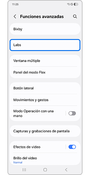 Seleccionar el menú Labs