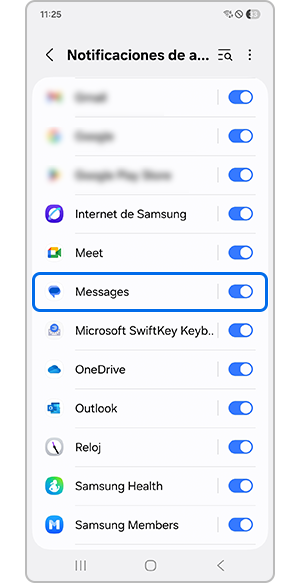 Seleccionar la aplicación de Messages