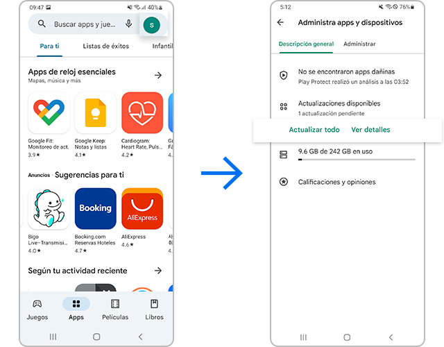 Buscar aplicaciones con actualizaciones disponibles