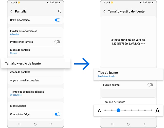 Ajustar el tamaño y el estilo de la fuente