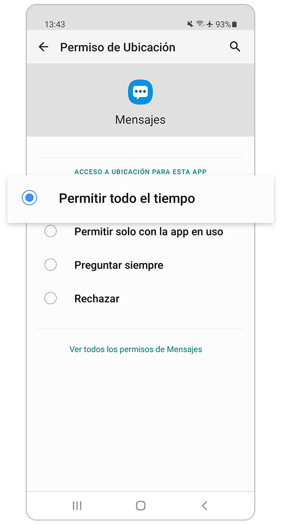 Opción preferida de permiso de ubicación