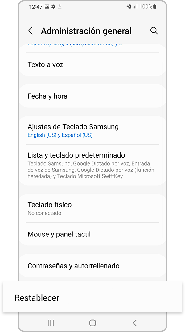 Seleccione Restablecer