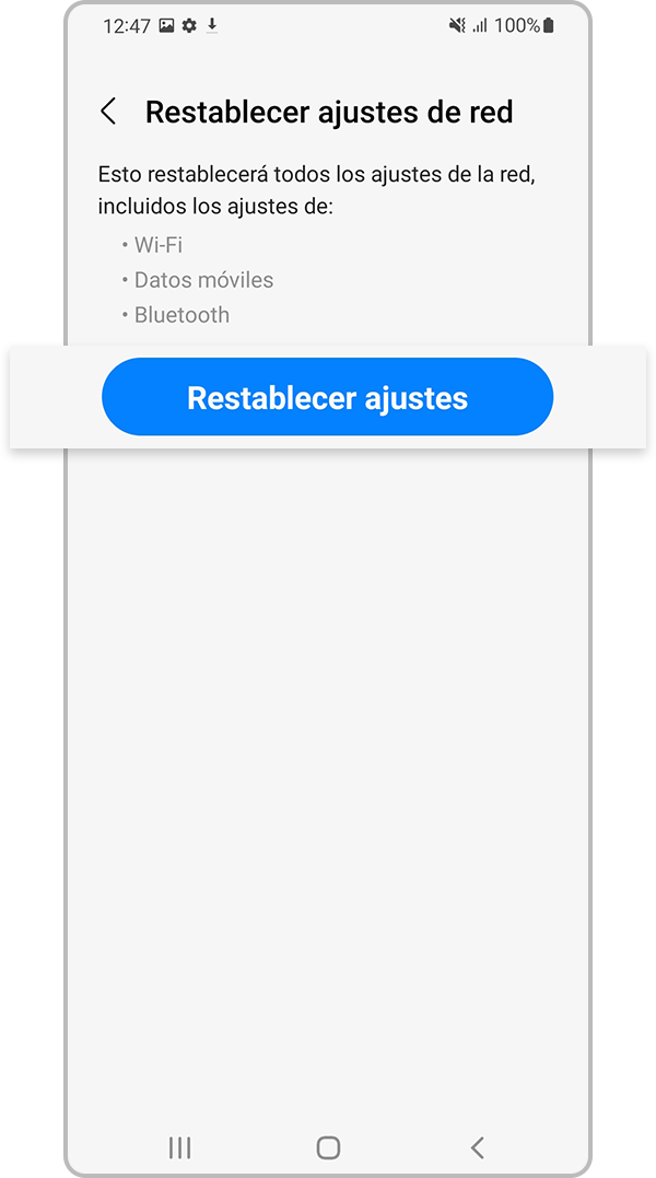 Presiona Restablecer configuración