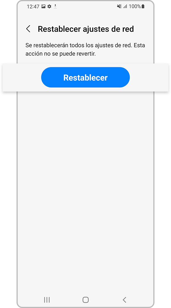 Verifique la información y toque Restablecer