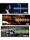 Una persona está hablando con una colorida ilustración de ondas sonoras al lado, etiquetada con la palabra “Habla” en la esquina inferior derecha. En otra escena, se muestra un primer plano de una batería, acompañado de vibrantes ondas sonoras ilustradas de mayor tamaño que las ondas sonoras del habla, etiquetadas con la palabra “Música” en la esquina inferior derecha. Por último, se muestra una carrera de autos, que produce las ondas sonoras más grandes y coloridas de todas, con la etiqueta “Ambiente” en la esquina inferior derecha.