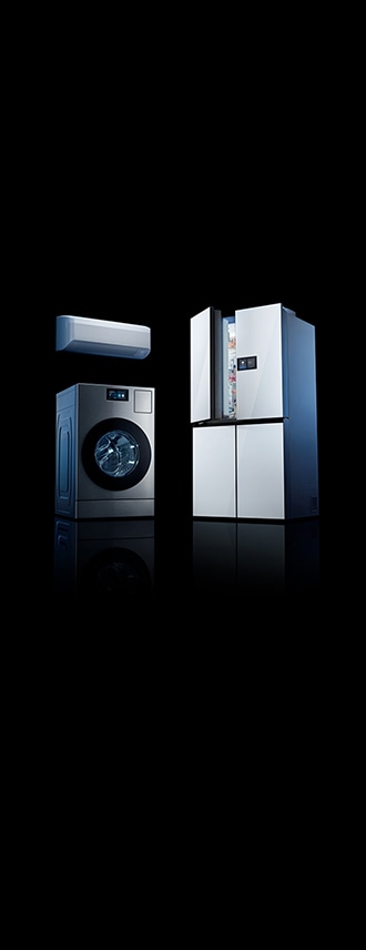 Varios electrodomésticos están en fila.