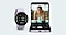 Galaxy Z Flip4 in FlexCam mode recording a workout video. Next to it is a Galaxy Watch5.