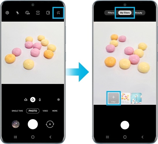 image of Galaxy S20 device using filter function