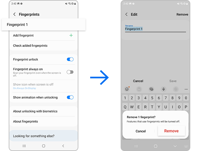 delete fingerprint recognition