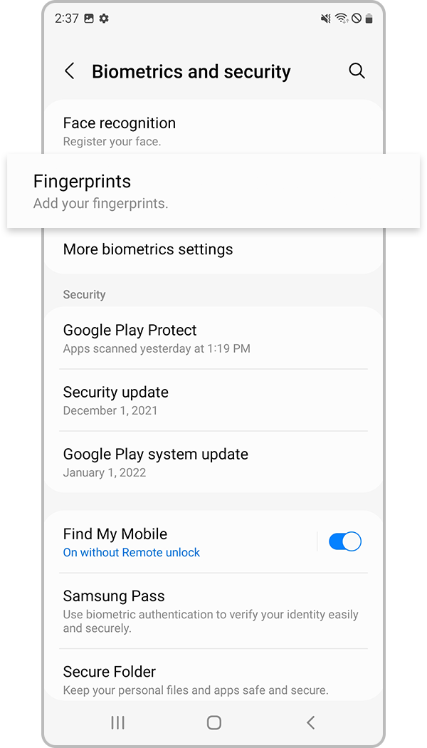 fingerprint recognition register step 2